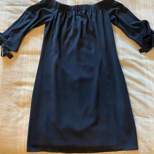 Vince Camuto navy off the shoulder dress.